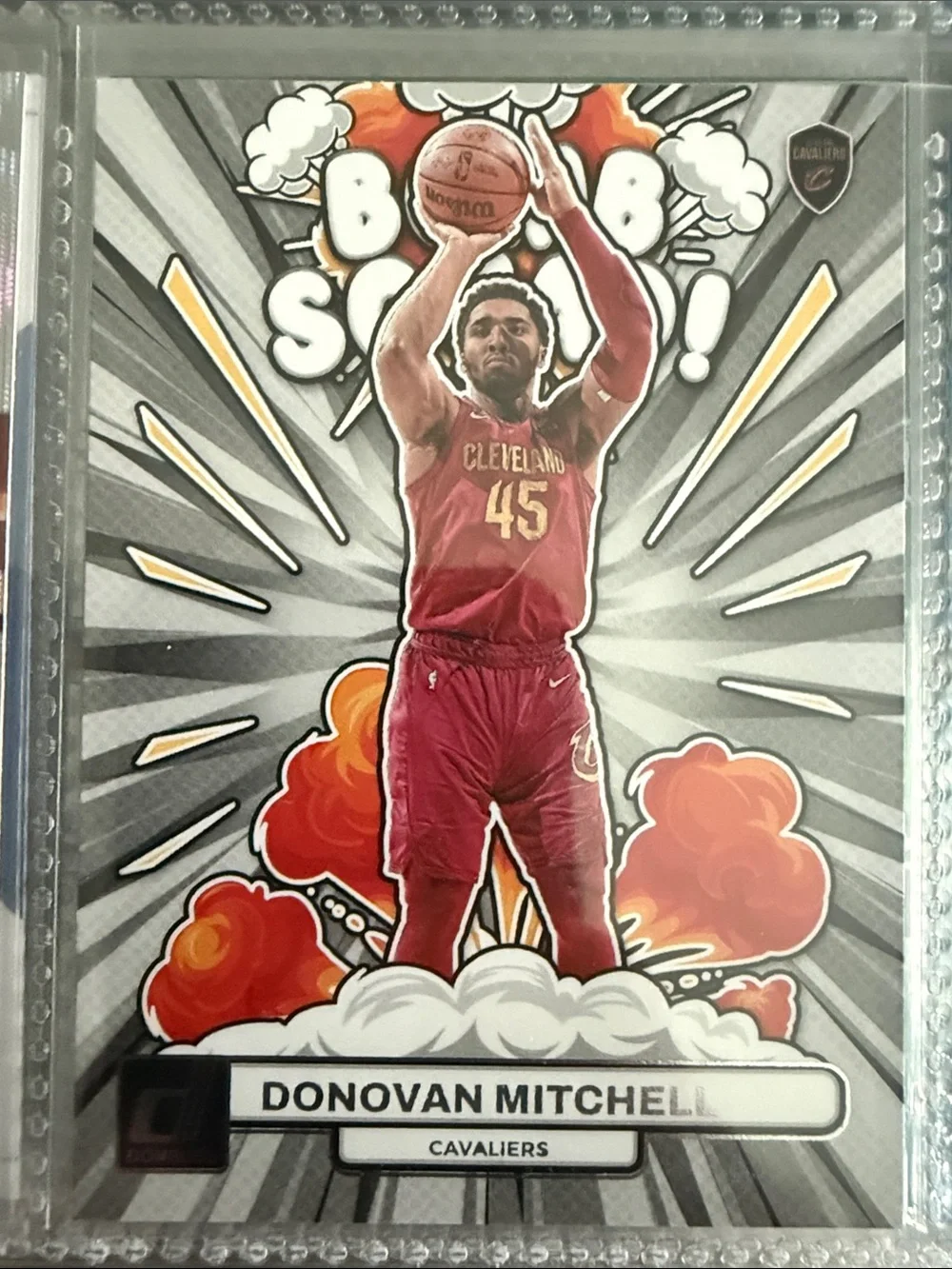 Donovan Mitchell Cleveland Cavaliers Red Basketball Trading Card bomb squad
